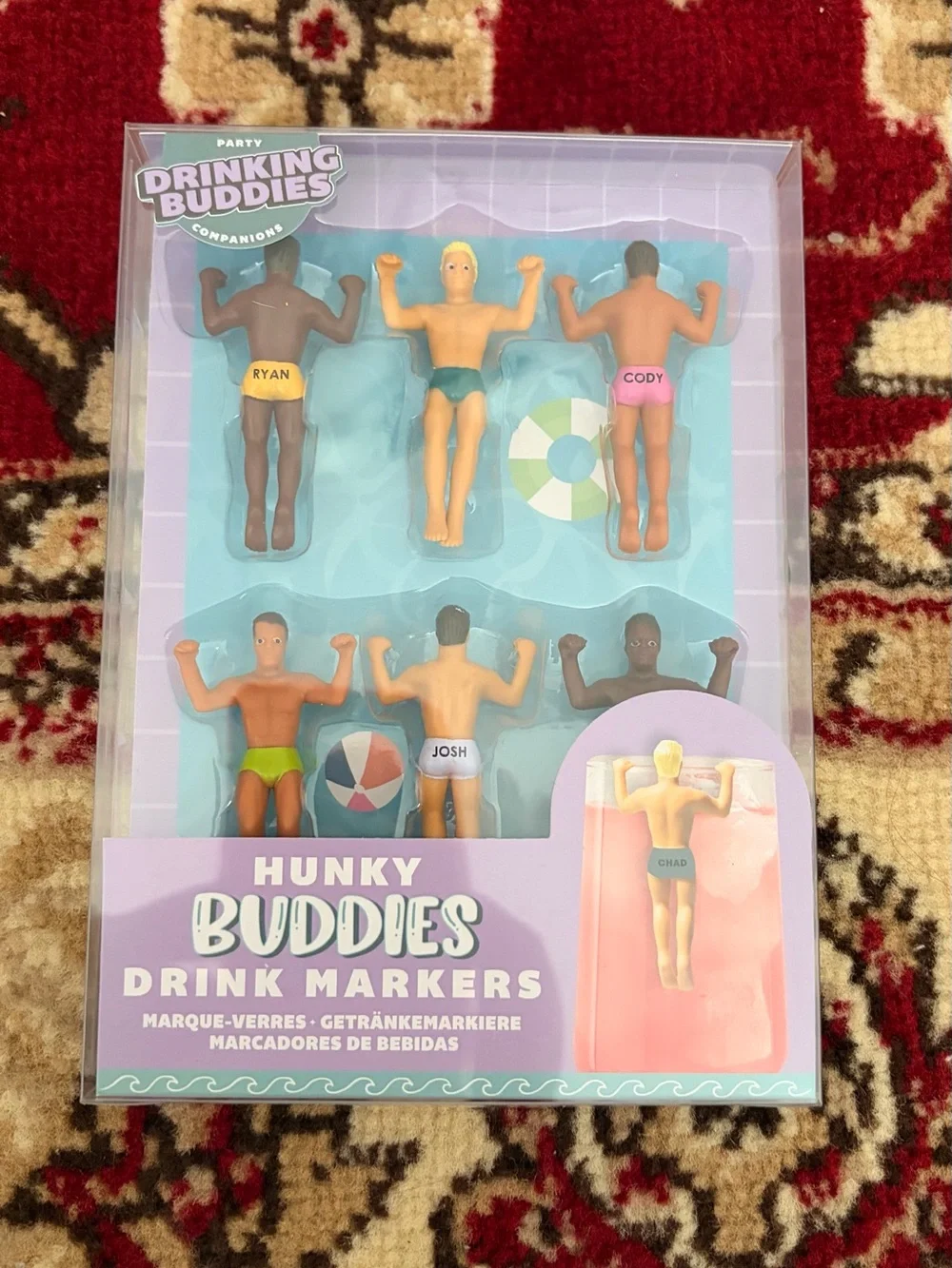 Drinking Buddies Hunky Buddies Drink Markers - Multicolor